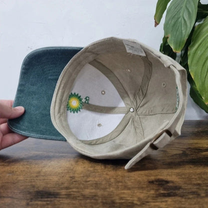 Vintage American Baseball Hat Snapback cap one size adjustable BP petrol khaki green