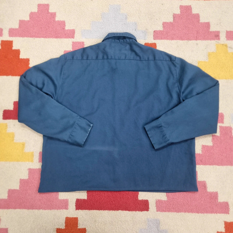 Vintage Dickies Boxy Fit Cropped Shirt Short Sleeve XL plain navy  Button Up Skater Y2K Surf