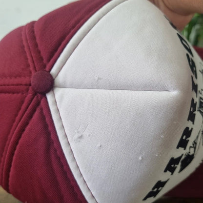 Vintage American Trucker Hat Snapback cap one size white burgundy digger harrison