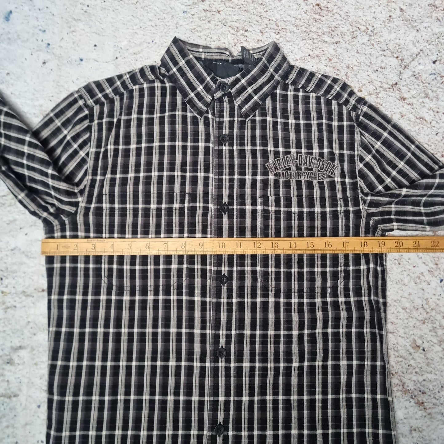 Harley Davidson Shirt Mens Long Sleeve Embroidered Biker - Black - Size S