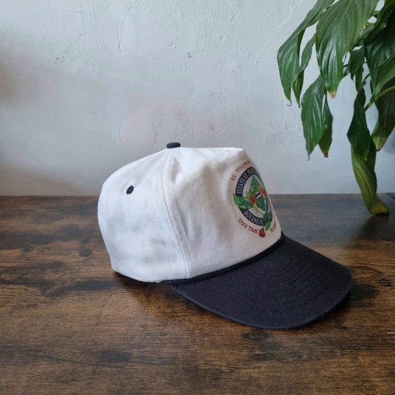 Vintage American Trucker Hat Snapback cap one size Botanical Gardens in St. Thomas black white