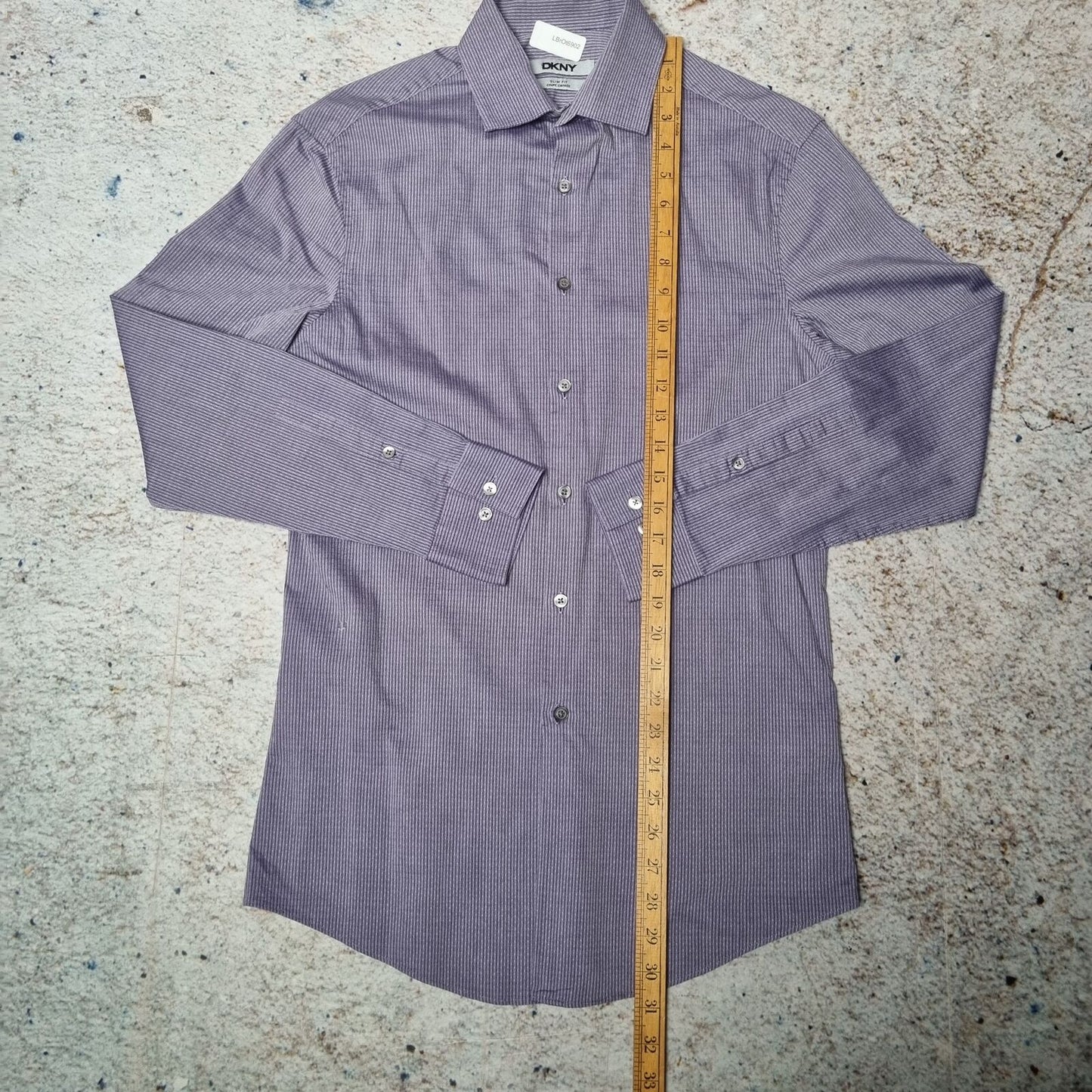 DKNY Shirt Slim Fit Mens 14.5 32/33 Striped - Purple - Size S