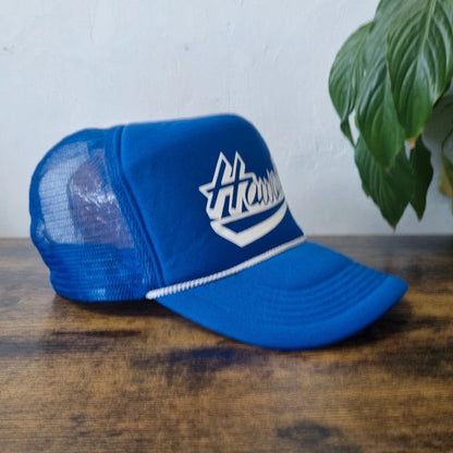 Vintage American Trucker Hat Snapback cap one size adjustable blue Hawaii