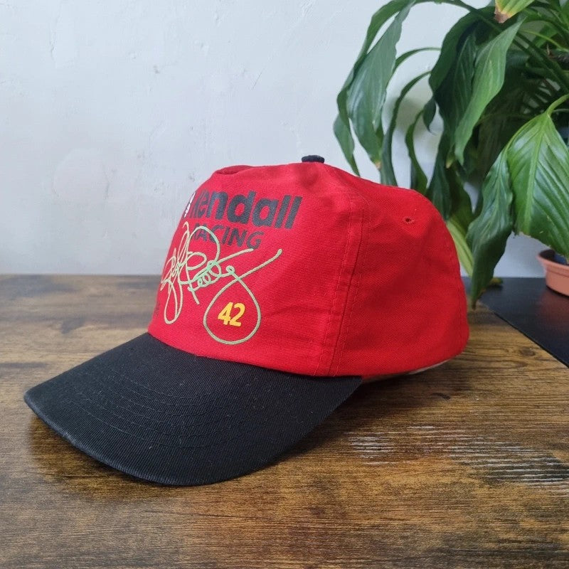 Vintage American Trucker Hat Snapback cap one size adjustable black red Kendall Racing