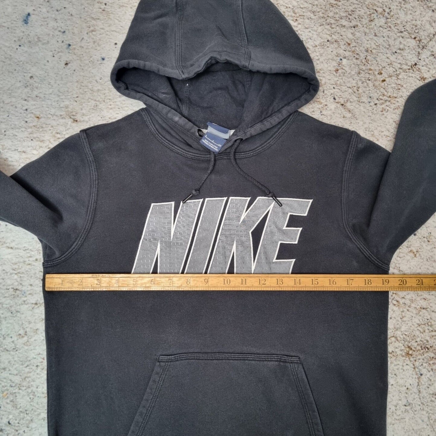 Nike Hoodie Logo Big Centre Spellout Size S Retro Hooded Swoosh Black