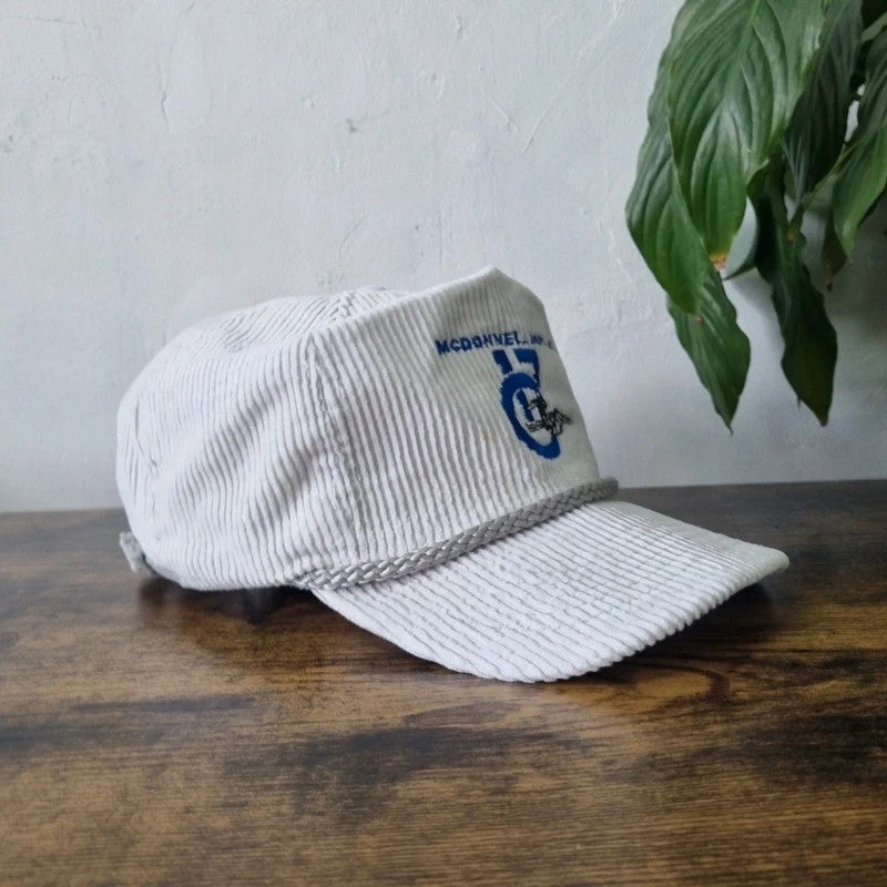 Vintage American Trucker Hat Snapback cap one size light grey McDonnell Douglas c17 plane