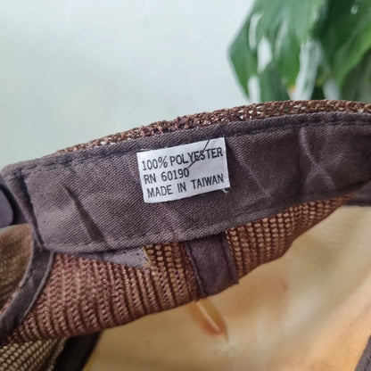 Vintage American Trucker Hat Snapback cap one size adjustable beige brown industrial oil machinery