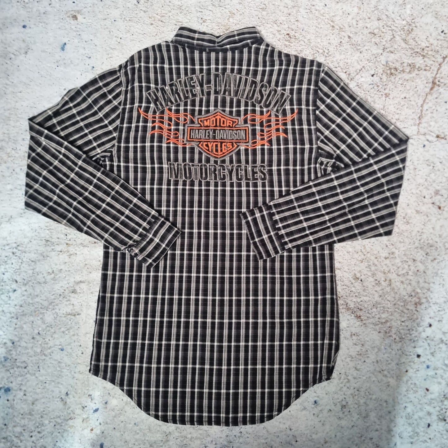 Harley Davidson Shirt Mens Long Sleeve Embroidered Biker - Black - Size S