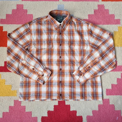 Vintage Woolrich Boxy Fit Cropped Shirt Long Sleeve large check Brown Button Up Skater Y2K
