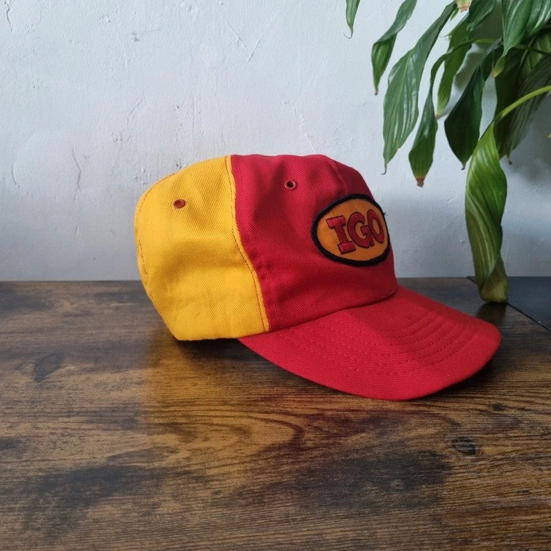Vintage American Baseball Hat Snapback cap one size adjustable red yellow IGO
