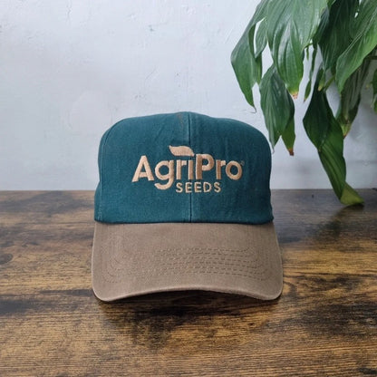 Vintage American Baseball Hat Snapback cap one size adjustable green beige agri pro seeds
