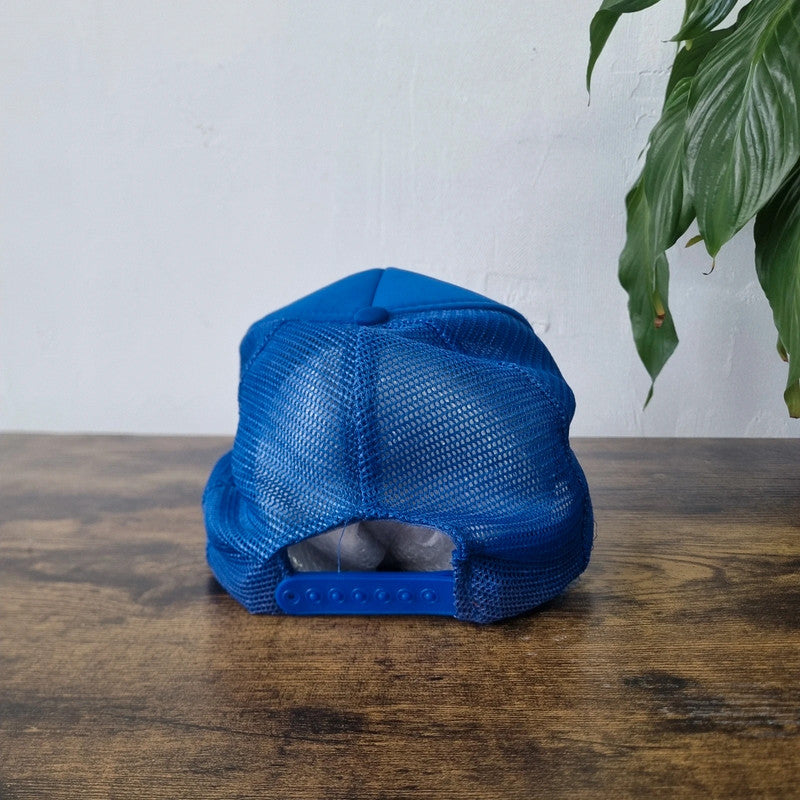 Vintage Fishing Trucker Hat Mesh snapback cap royal blue one size adjustable 90s