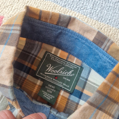 Vintage Woolrich Boxy Fit Cropped Shirt Short Sleeve Medium brown Button Up Skater Y2K Surf