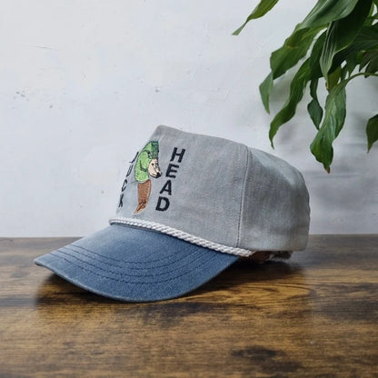 Vintage American Trucker Hat Snapback cap one size adjustable grey blue Duck head