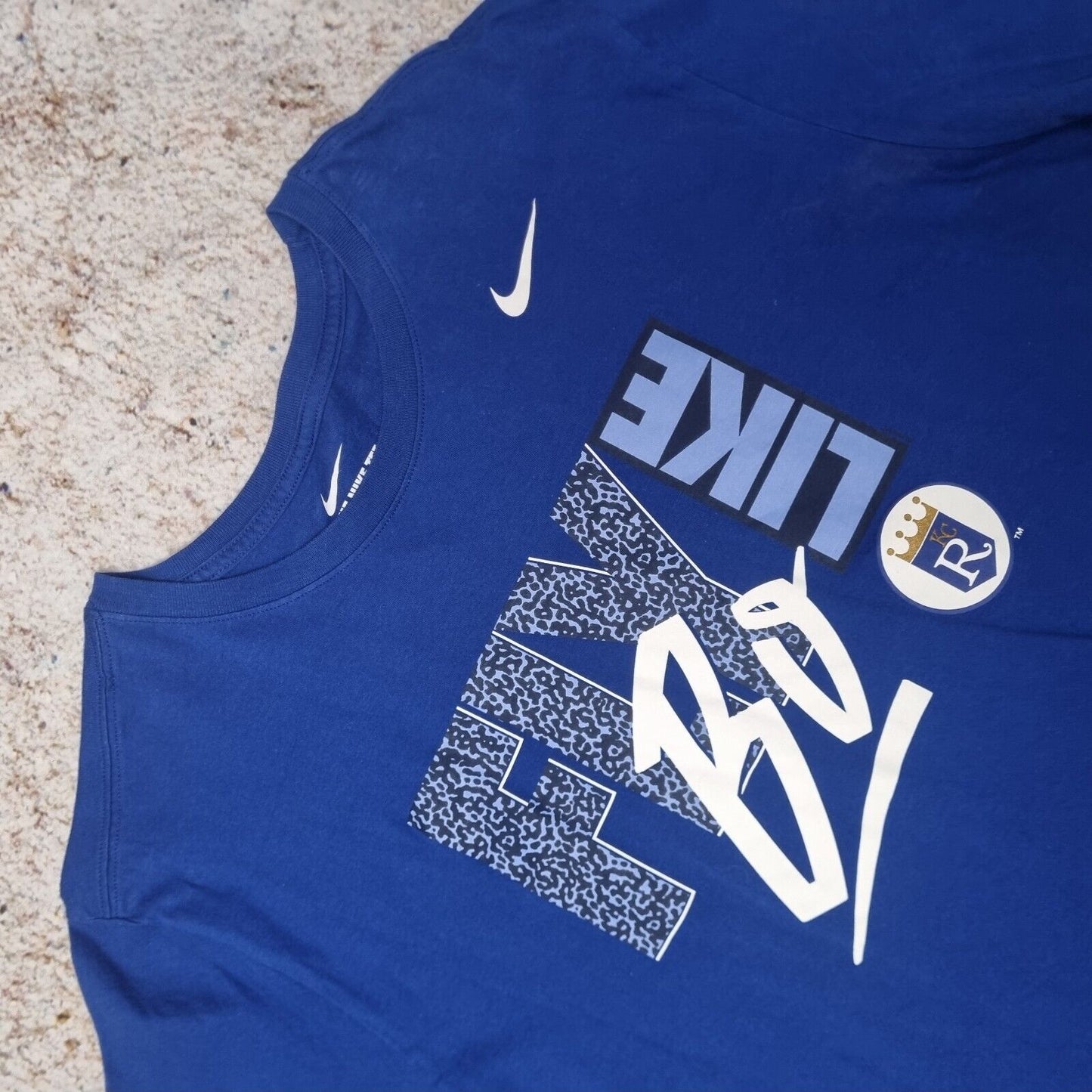 Nike Kansas City Royals FLY LIKE BO MLB T shirt Size XL Blue