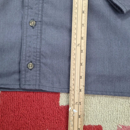 Vintage Carhartt FR Boxy Fit Cropped Shirt Long Sleeve large plain Grey Button Up Skater Y2K