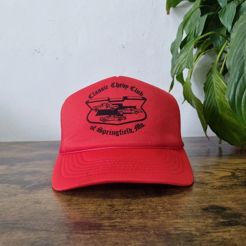 Vintage American Trucker Hat Snapback cap one size adjustable red Chevrolet club