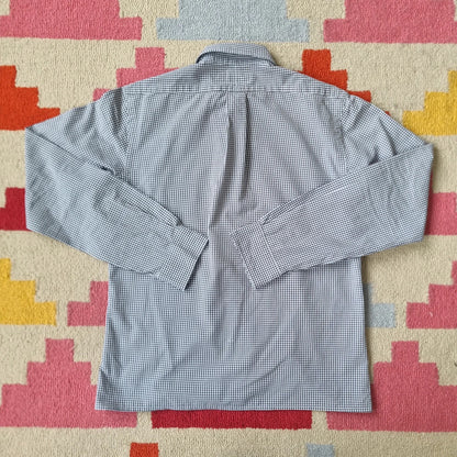 Vintage Ralph Lauren Boxy Fit Cropped Shirt Long Sleeve small checked Black Button Up Skater Y2K