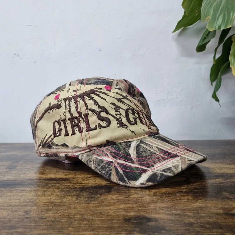 Vintage American Baseball Hat Snapback cap one size adjustable Y2k realtree beige pink