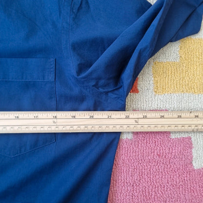 Aquascutum Boxy Fit Cropped Shirt long Sleeve medium plain blue Button Up Skater Y2K Surf