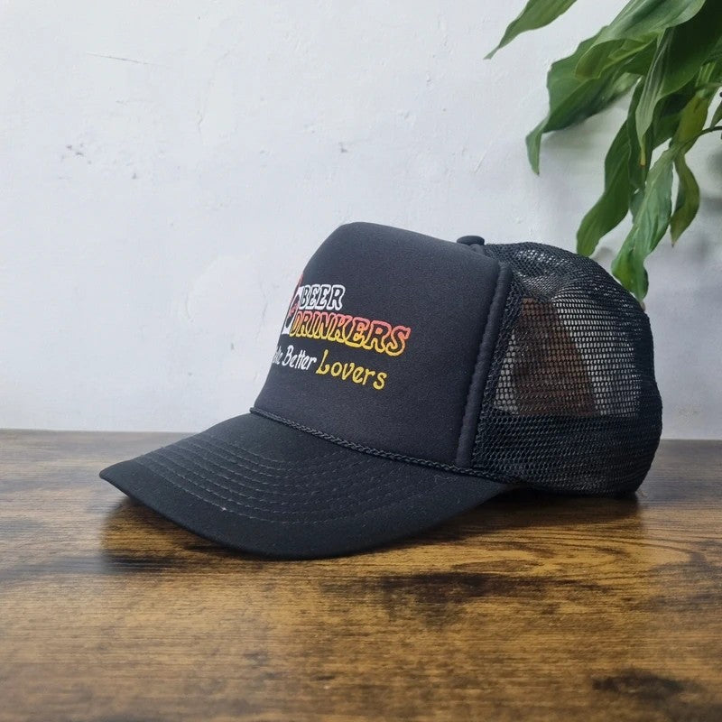 Vintage American Trucker Hat Snapback cap one size adjustable black beer drinkers