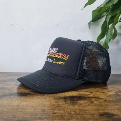 Vintage American Trucker Hat Snapback cap one size adjustable black beer drinkers