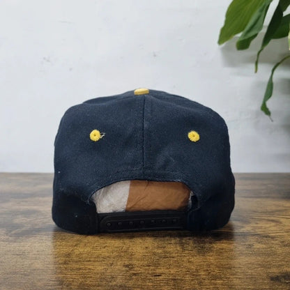 Vintage American Baseball Hat Snapback cap one size adjustable black yellow loader construction