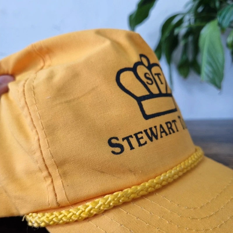 Vintage American Trucker Hat Snapback cap one size adjustable yellow steward tours