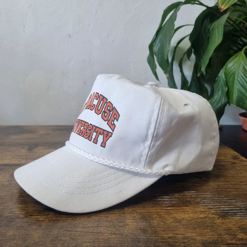 Vintage American Trucker Hat Snapback cap one size adjustable Syracuse University white