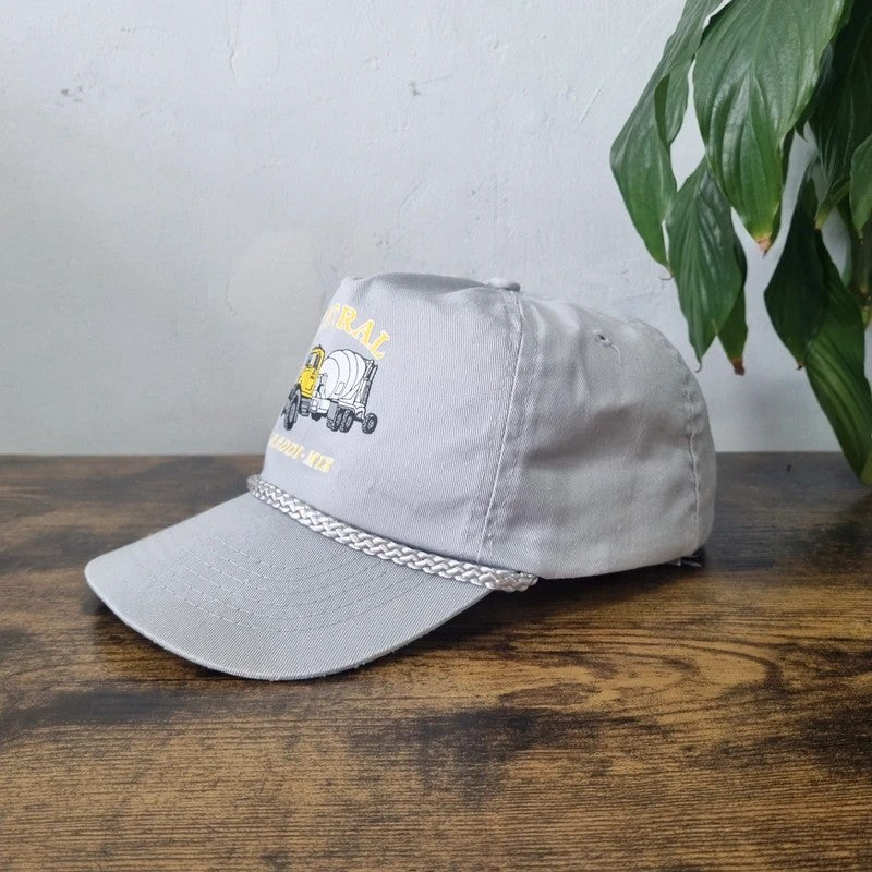 Vintage American Trucker Hat Snapback cap one size grey reddi mix cement mixer truck construction