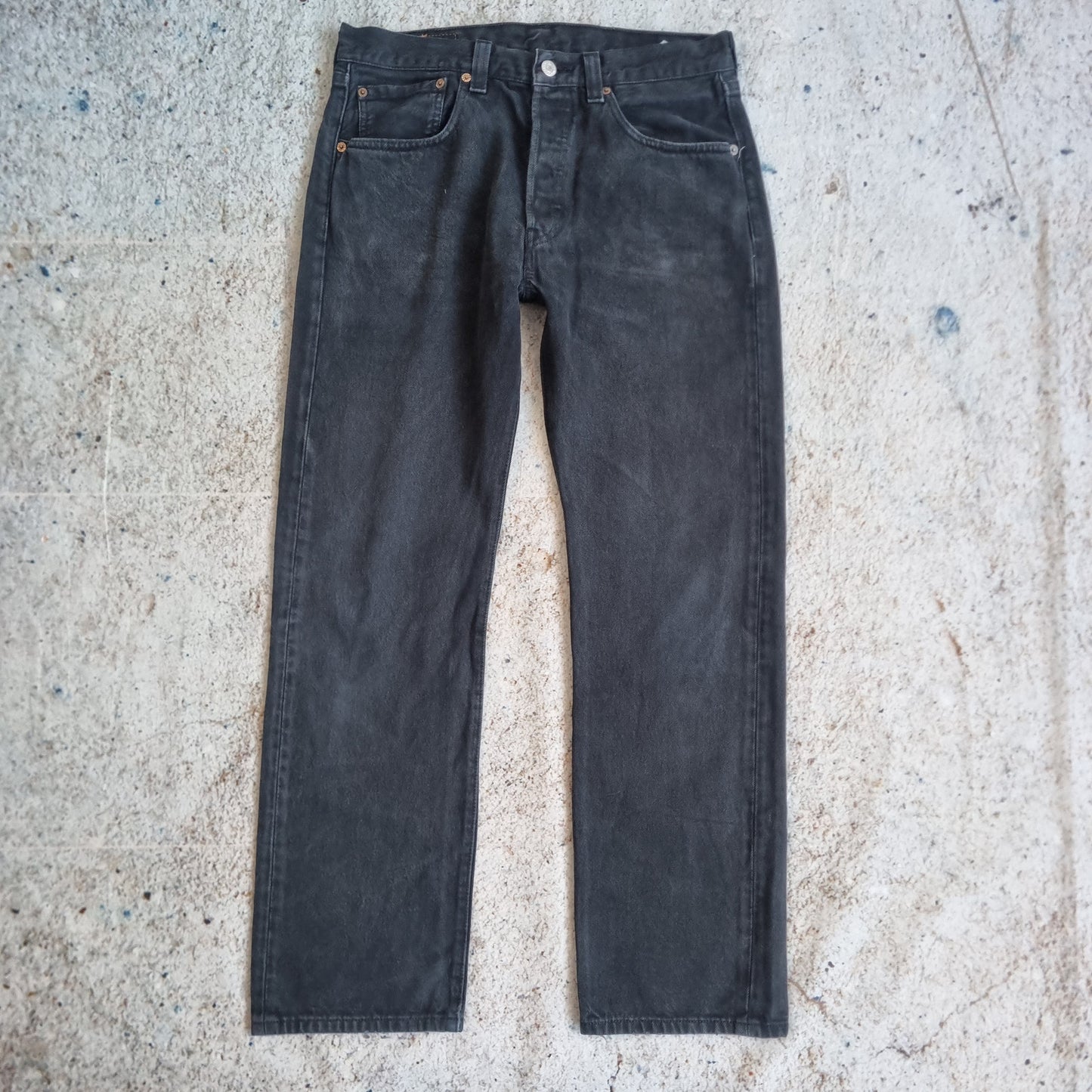 Levi's 501 Jeans Denim Straight Leg Button Fly - Size W31 L30 - Black