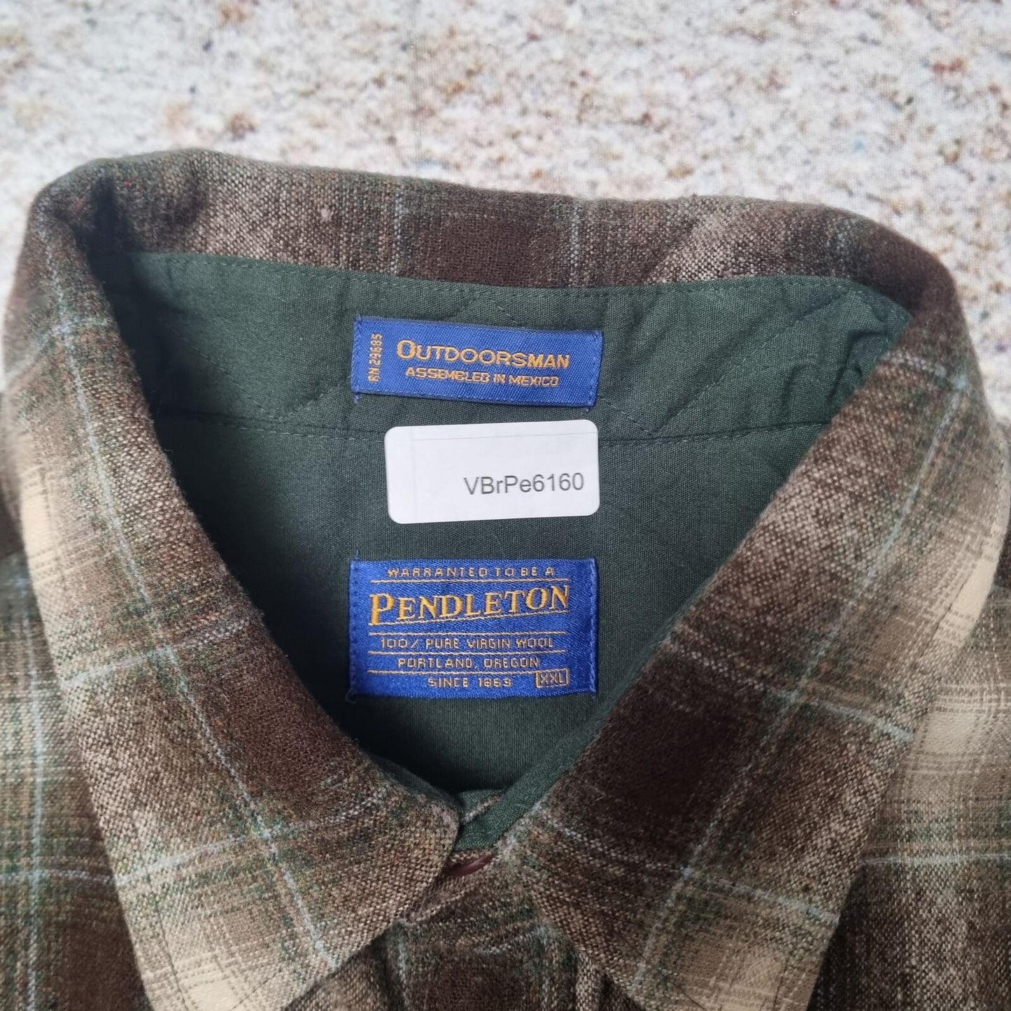 Pendleton Shirt Mens Checkered 100% Virgin Wool Flannel Button Up Brown Size XXL
