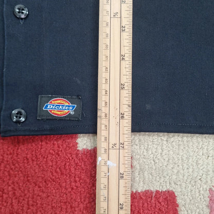 Vintage Dickies Boxy Fit Cropped Shirt Short Sleeve large plain Black Button Up Skater Y2K Surf