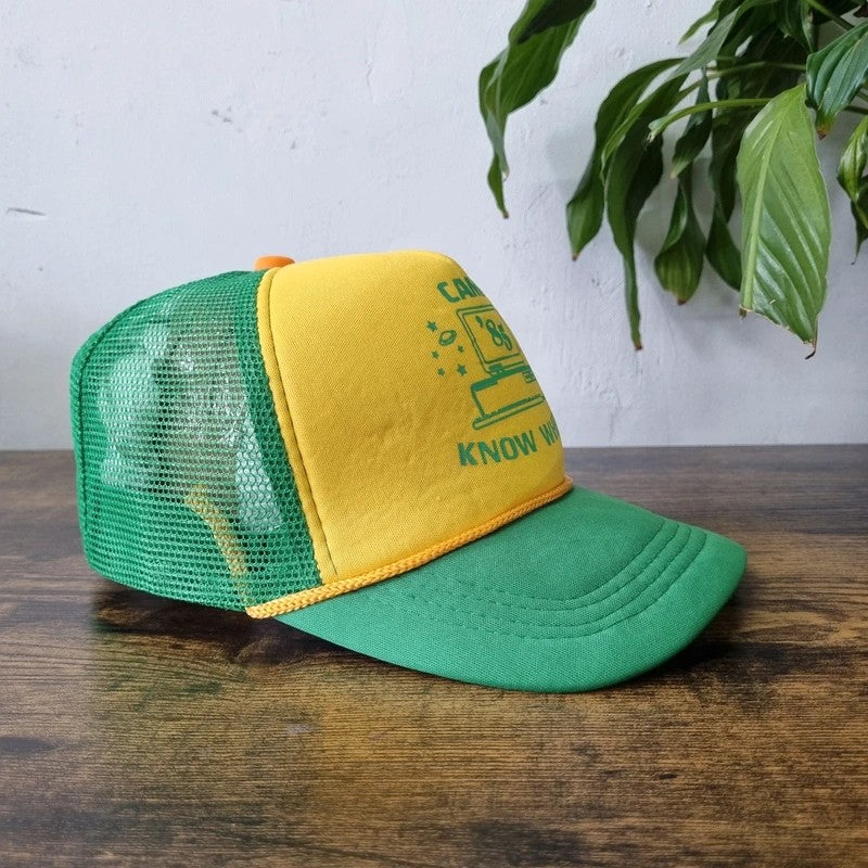Stranger things Trucker Hat Snapback cap one size adjustable green yellow camp know where