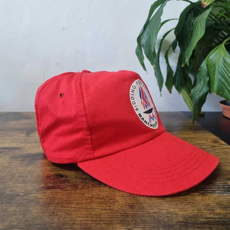 Vintage Trucker Hat Snapback cap one size adjustable red Olympic 2000 Manchester bid