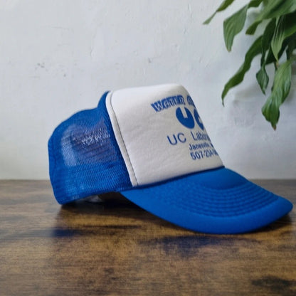 Vintage American Trucker Hat Snapback cap one size adjustable blue white water analysis