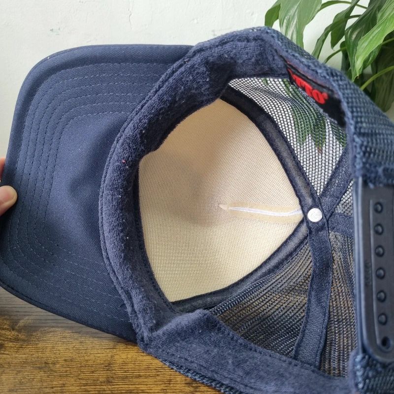 Vintage American Trucker Hat Snapback cap one size adjustable white navy del mar