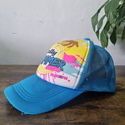 Vintage American Trucker Hat Snapback cap one size adjustable blue white