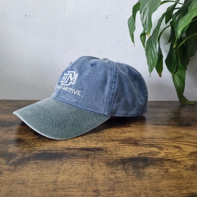 Vintage American Baseball Hat Snapback cap one size adjustable blue green elctro motive