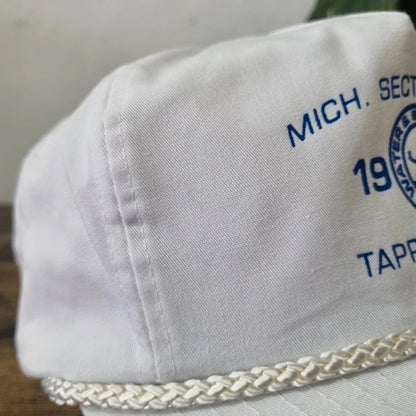 Vintage American Trucker Hat Snapback cap one size adjustable white tapping contest 99