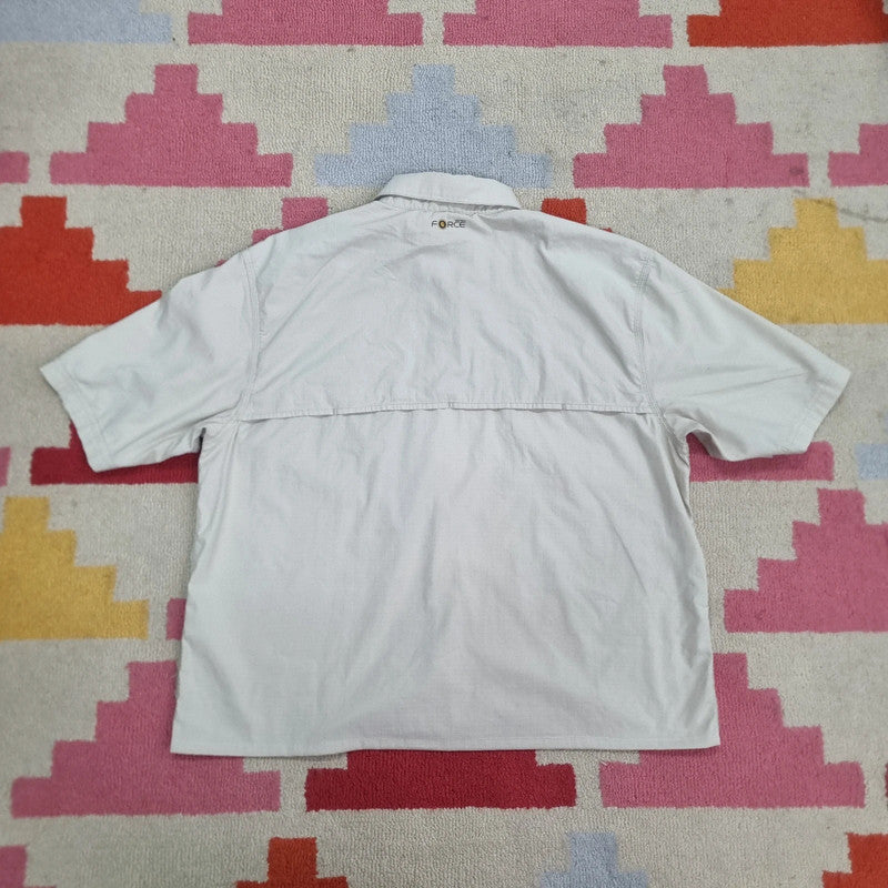 Carhartt Boxy Fit Cropped Shirt Short Sleeve large plain cream Button Up Skater Y2K Surf