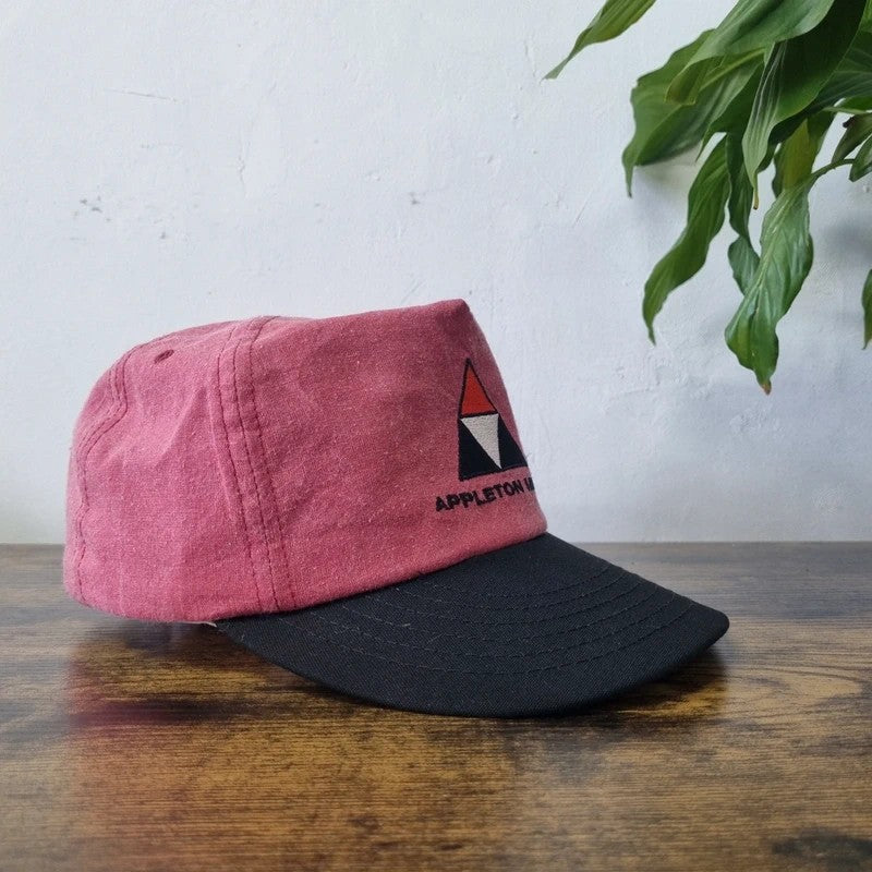 Vintage American Baseball Hat Snapback cap one size adjustable red black Appleton mills