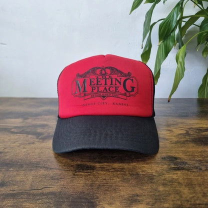 Vintage American Trucker Hat Snapback cap one size adjustable red the meeting place