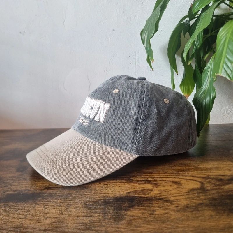 Vintage American Baseball Hat Snapback cap one size adjustable Cancun mexico grey beige