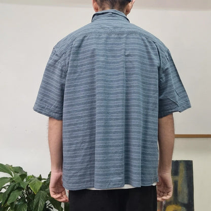 Carhartt Boxy Fit Cropped Shirt Short Sleeve XL Striped Blue Button Up Skater Y2K Surf