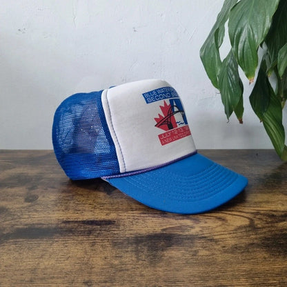 Vintage American Trucker Hat Snapback cap one size adjustable blue white blue water bridge