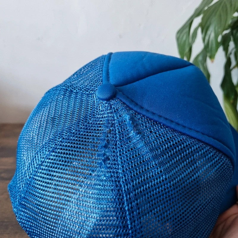 Vintage American Trucker Hat Snapback cap one size adjustable royal blue Moog automotive