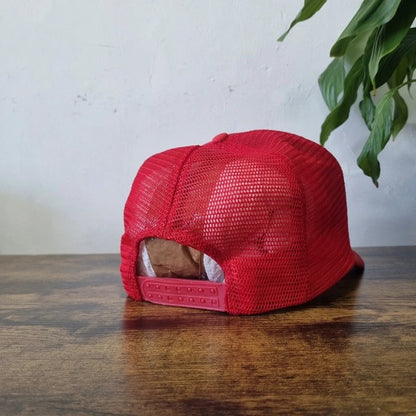 Vintage American Trucker Hat Snapback cap one size adjustable red katzenmeyer heating