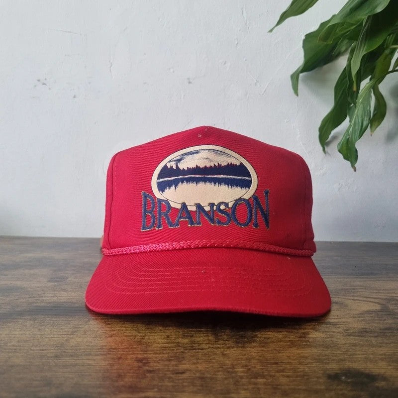 Vintage American Baseball Hat Snapback cap one size adjustable red Branson