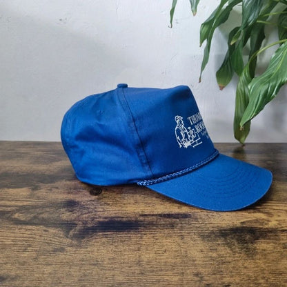 Vintage American Trucker Hat Snapback cap Thompson roofing one size adjustable blue